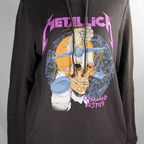 Rare Metallica Damaged Justice Hoodie Women's Medium Dark Gray Limited Edition - Picture 4 of 11